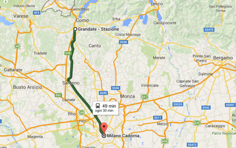lietizia - distanza da Milano in treno